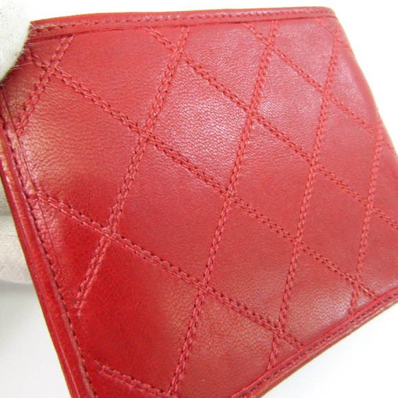 Chanel Bicolor Women's Leather Bill Wallet (bi-fold) Red Color - Picture 6 of 16